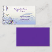 紫のライラックと蝶の絵 名刺 (正面/裏面)