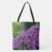 紫のライラックロマンチックエレガントな紫のフローラママ トートバッグ (正面)