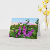 紫のライラック「1日素晴らし持て」 カード (黄色い花)