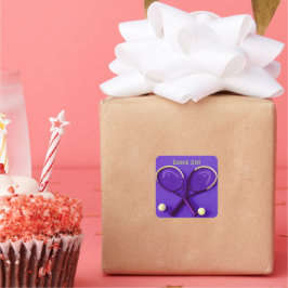 紫のラケットとボールテニスの「ゲームオン」 スクエアシール