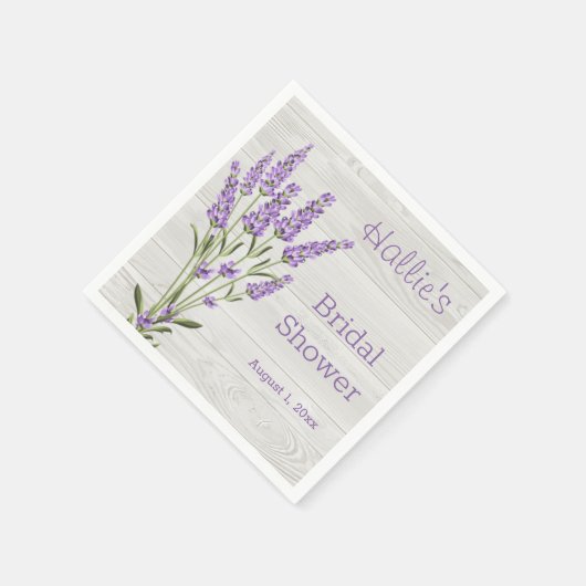 紫のラベンダーの花の木のブライダルシャワー スタンダードカクテルナプキン (角)