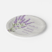 紫のラベンダーの花の木のブライダルシャワー ペーパープレート (アングル)
