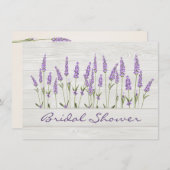 紫のラベンダーの花の木のブライダルシャワー 招待状 (正面/裏面)