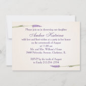 紫のラベンダーの花の木のブライダルシャワー 招待状 (裏面)