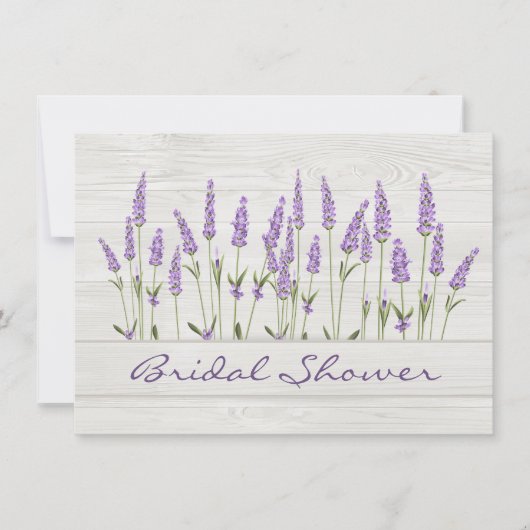 紫のラベンダーの花の木のブライダルシャワー 招待状 (正面)