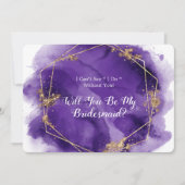 紫のラベンダーの金ゴールドが私の花嫁になる 招待状 (正面)