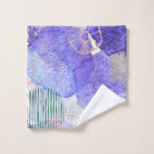 紫のラベンダー抽象芸術水彩画モダン バスタオルセット (ウォッシュタオル)