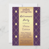 紫のリタイアメント·金ゴールドのパーティー 招待状 (正面)