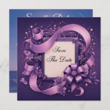 紫のリボンで日付を保存