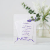 紫のリボンで木に白い文房具を結婚式で飾る 招待状 (スタンド正面)