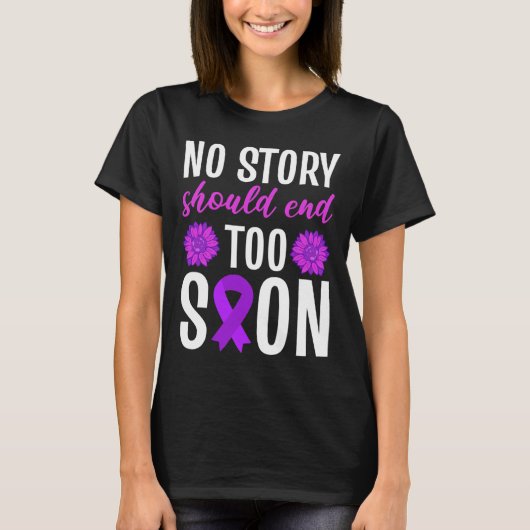 紫のリボンの花が早く終わる話ではない Tシャツ (正面)