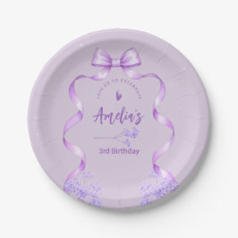 紫のリボンの誕生日ギフト 何歳にも対応 ペーパープレート