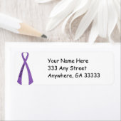 紫のリボン差出人住所ラベル ラベル (インサイチュ)