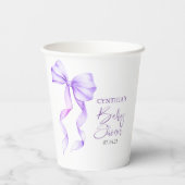 紫のリボン赤ちゃんシャワー 紙コップ (裏面)