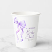 紫のリボン赤ちゃんシャワー 紙コップ (正面)
