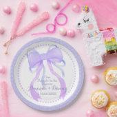 紫のリボン赤ちゃん女の子シャワー ペーパープレート (パーティー)