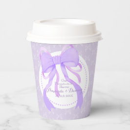 紫のリボン赤ちゃん女の子シャワー 紙コップ