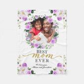 紫のリース最高の写真母なる母の日 フリースブランケット (正面)