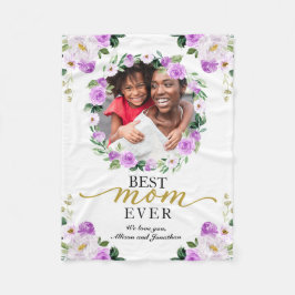 紫のリース最高の写真母なる母の日 フリースブランケット