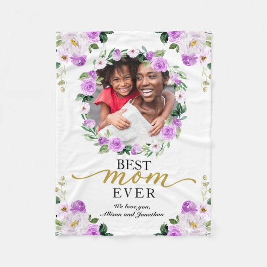紫のリース最高の写真母なる母の日 フリースブランケット (正面)