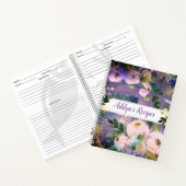 紫のレシピクックブックフローラ水の色ヴィンテージ ノートブック (内部)