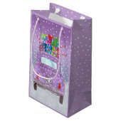 紫のレトロフィアット500クリスマスプレゼント スモールペーパーバッグ (裏面アングル)
