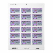 紫のレトロフィアット500クリスマスプレゼント ラベル (フルシート)