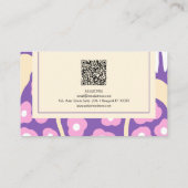 紫のレトロフローラとQR名刺 名刺 (裏面)