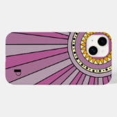 紫のレトロ太陽光線カスタムモノグラム文字 Case-Mate iPhoneケース (裏面 (横))