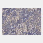 紫のレースとダイヤモンド ラッピングペーパーシート (正面3)