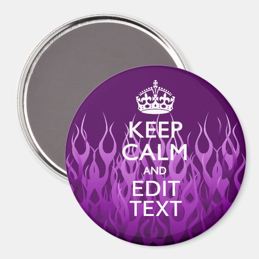 紫のレース保の炎にテキストを落ち着かせる マグネット (正面/裏面)