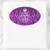 紫のレース保の炎にテキストを落ち着かせる 楕円形シール (バッグ)