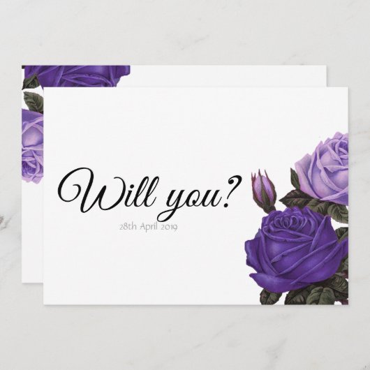 紫のロースト私のメイド・オブ・オーナー（花嫁付き添い人） 招待状 (正面/裏面)