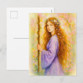 紫のローブとスタッフを持つケルトの薬 シーズンポストカード (正面/裏面)