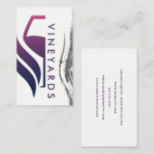 紫のワイングラスのロゴ |ブラシストローク 名刺 (正面/裏面)