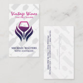 紫のワイングラスのロゴ |ワインセットパターン 名刺 (正面/裏面)