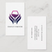 紫のワインロゴ | モダン 名刺 (正面/裏面)