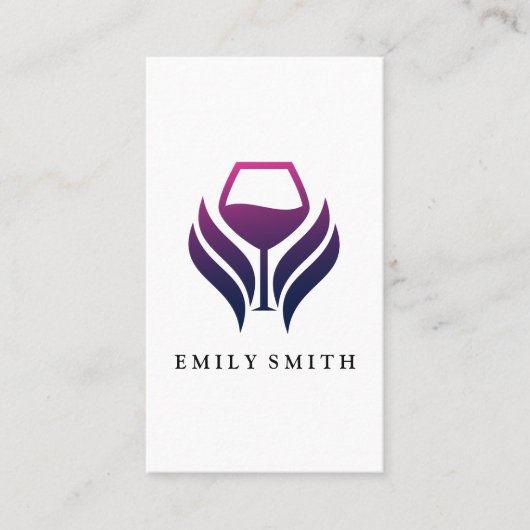 紫のワインロゴ | モダン 名刺 (正面)