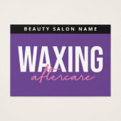 紫のワッモダンクス（蝋）シング・アフターケア・カードの脱毛 (正面)