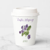 紫のヴィオレット復活祭恵み年紙カップ 紙コップ (裏面)