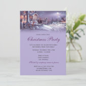 紫のヴィンテエレガントージクリスマスの休日パーティー 招待状 (スタンド正面)