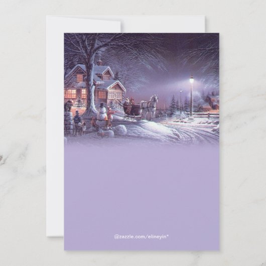 紫のヴィンテエレガントージクリスマスの休日パーティー 招待状 (裏面)