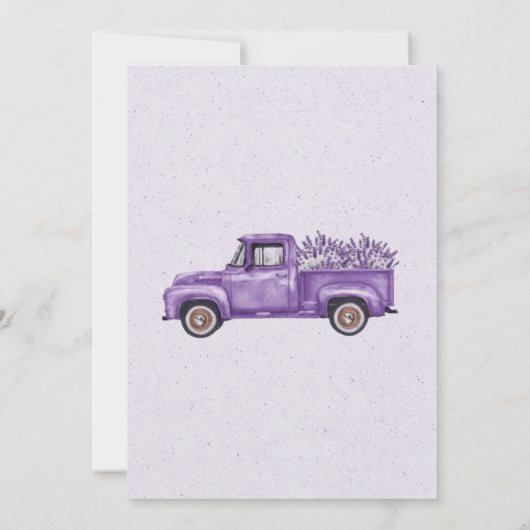 紫のヴィンテージのトラックは私の花嫁になる 招待状 (裏面)
