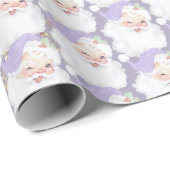 紫のヴィンテージウィンキングサンタクロースのクリスマスプレゼント ラッピングペーパー (ロールコーナー)