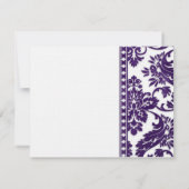 紫のヴィンテージダマスクレース日付を保存 セーブザデート (裏面)