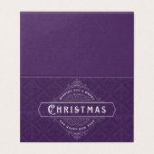 紫のヴィンテージデザイン25パッククリスマスカード (外部フラット)