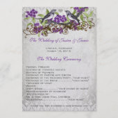 紫のヴィンテージバードダマスクの結婚式プログラム プログラム (正面)