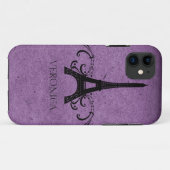 紫のヴィンテージフランスの花色 Case-Mate iPhoneケース (裏面(横))