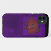 紫のヴィンテージフローラとモノグラムH Case-Mate iPhoneケース (裏面(横))