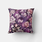 紫のヴィンテージフローラの水彩屋外枕 クッション (裏面)